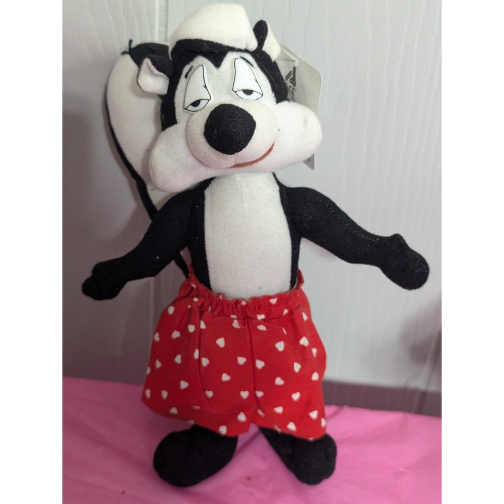 Vintage 1990's Looney Tunes Pepe le pew Warner Bro Red heart boxers shorts 11"